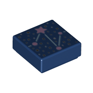 Tile 1 × 1 with Constellation, Lavender Stars print Dunkelblau