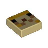 Tile 1 × 1 with Pixelated Face, Black Eyes print Beige