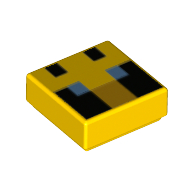 Tile 1 × 1 with Pixelated Bee Face, Blue Eyes print Gelb
