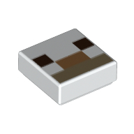 Tile 1 × 1 with Pixelated Dark Brown/Dark Tan/Medium Nougat Face print White