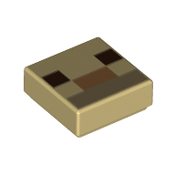 Tile 1 × 1 with Pixelated Dark Brown/Dark Tan/Medium Nougat Face print Tan