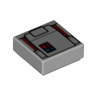 Tile 1 × 1 with Red/Blue Buttons, Pocket print Hellblaugrau