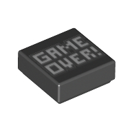 Tile 1 × 1 with White 'GAME OVER!' print Black