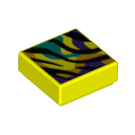 Tile 1 × 1 with Rainbow Colors, Black Stripes print Leuchtgelb