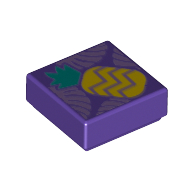 Tile 1 × 1 with Pineapple print Dunkellila