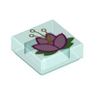 Tile 1 × 1 with Flower print Trans-Light Blue