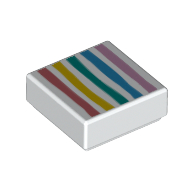 Tile 1 × 1 with Rainbow print Weiß
