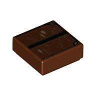 Tile 1 × 1 with Book, Black Strap print Rotbraun