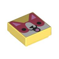 Tile 1 × 1 with Fox, Open Mouth Smile print Bright Light Yellow