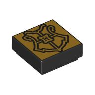 Tile 1 × 1 with Gold Hogwarts Crest print Black