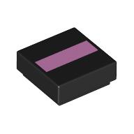 Tile 1 × 1 with Bright Pink Stripe print Schwarz