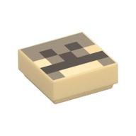Tile 1 × 1 with Dark Brown Squares / Pixelated Camel Face print Tan