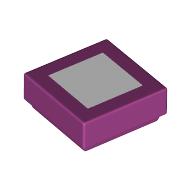 Tile 1 × 1 with White Square print Magenta