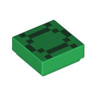 Tile 1 × 1 with Dark Green Squares / Pixelated Turtle Shell print Grün