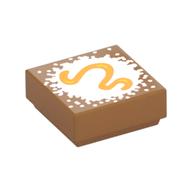 Tile 1 × 1 with Gold Snake/Worm on White Background print Medium Nougat