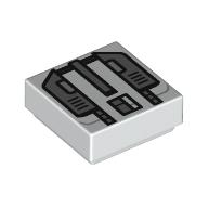 Tile 1 × 1 with Dark Bluish Grey Armor print White