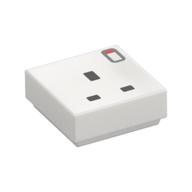 Tile 1 × 1 with Power Socket, 3 Pin, Switch Print in White