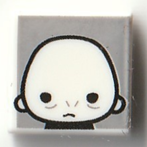Tile 1 × 1 with Voldemort print Weiß