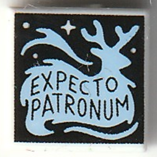 Tile 1 × 1 with Black 'EXPECTO PATRONUM' print White
