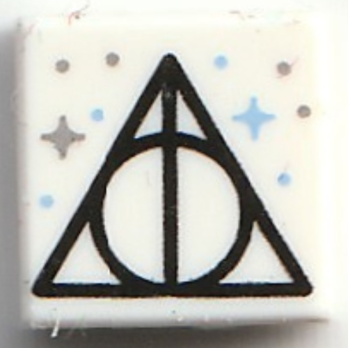 Tile 1 × 1 with Deathly Hallows Logo print White