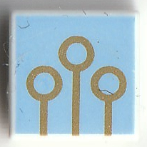 Tile 1 × 1 with 3 Gold Quidditch Hoops, Bright Light Blue Background print White