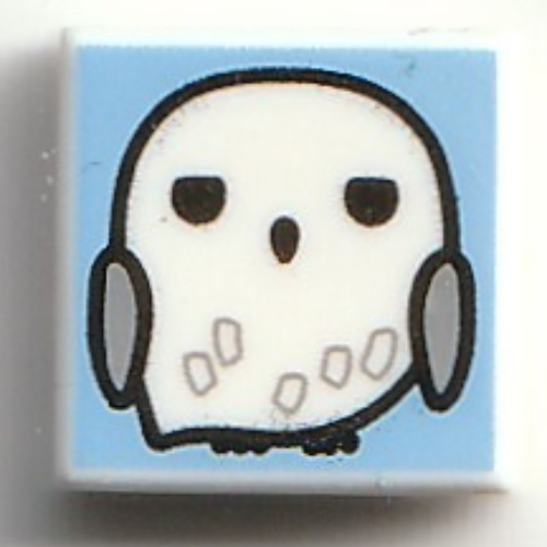 Tile 1 × 1 with White Owl (Hedwig) print in White