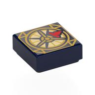 Tile 1 × 1 with Gold Compass, Red Arrow print Dark Blue