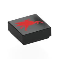 Tile 1 × 1 with Red Flying Pegasus, Going Left print Black