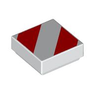 Tile 1 × 1 with Red Danger Stripes print White