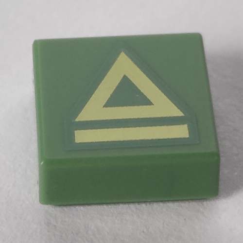Tile 1 × 1 with Bright Light Yellow Triangle, Stripe print Sandgrün
