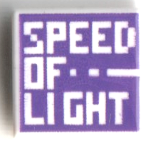 Tile 1 × 1 with White 'SPEED OF LIGHT' on Dark Purple Background print White