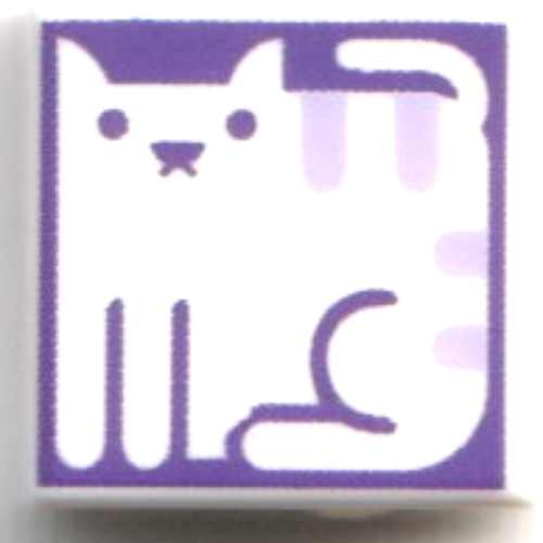 Tile 1 × 1 with White Cat on Dark Purple Background print White