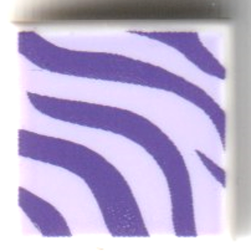 Tile 1 × 1 with Dark Purple/Lavender Zebra Pattern print in White