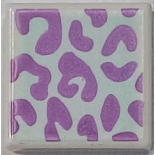 Tile 1 × 1 with Dark Purple Leopard Spots on Light Aqua Background print White