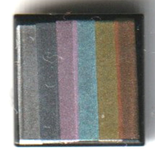 Tile 1 × 1 with Light Bluish Grey/Dark Bluish Gray/Bright Pink/Medium Blue/Bright Light Orange/Coral Stripes print Black