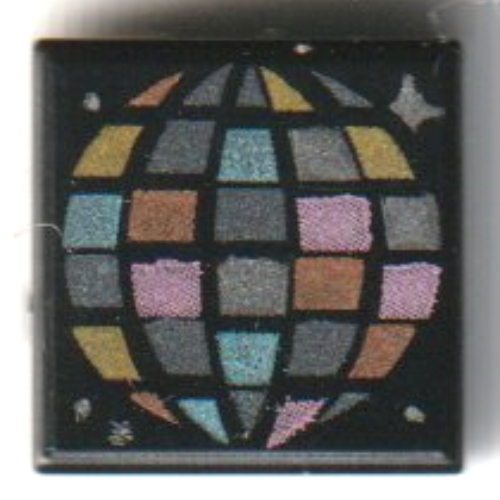 Tile 1 × 1 with Multi-Colored Disco Ball print Black