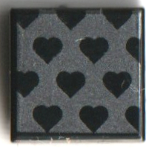 Tile 1 × 1 with Black Hearts on Silver Background print Black