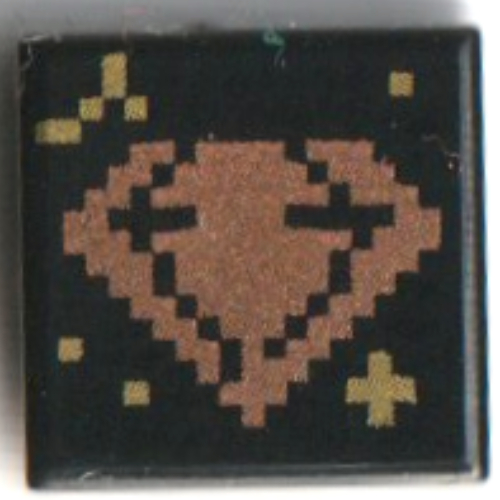 Tile 1 × 1 with Pixelated Metal Pink Diamond, Gold Stars print Schwarz
