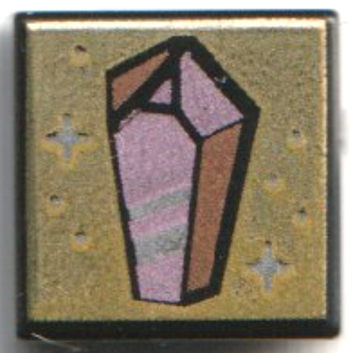 Tile 1 × 1 with Metal Pink Crystal, Gold Background print Schwarz