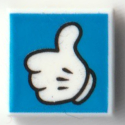 Tile 1 × 1 with Mickey Mouse Glove/Hand, Thumbs Up on Blue Background print White