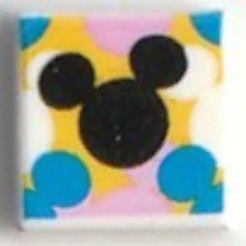 Tile 1 × 1 with Black/Blue/White/Yellow/Bright Pink Mickey Mouse Outline print White