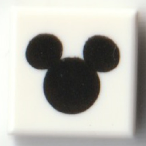 Tile 1 × 1 with Black Mickey Mouse Outline print White