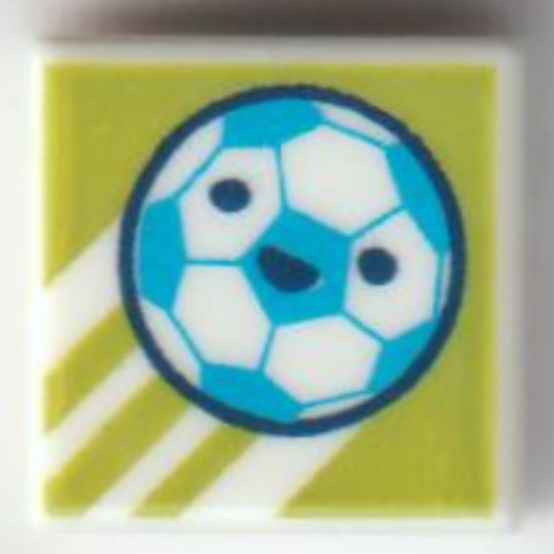 Tile 1 × 1 with Dark Azure Football, Lime Background print Weiß