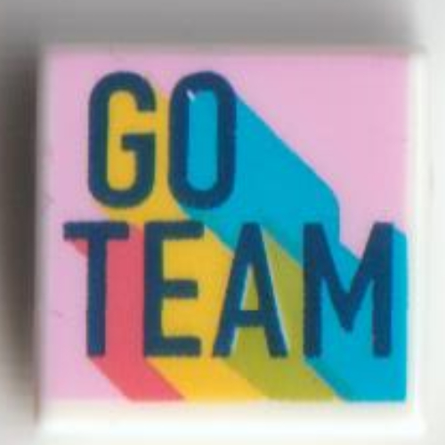 Tile 1 × 1 with 'GO TEAM' on Bright Pink Background print White