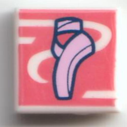 Tile 1 × 1 with Bright Pink Ballet Shoes on Coral Background print White