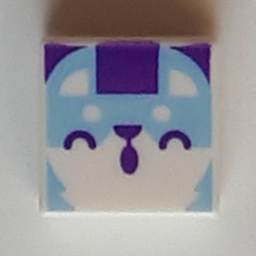 Tile 1 × 1 with Medium Azure Fox print Weiß