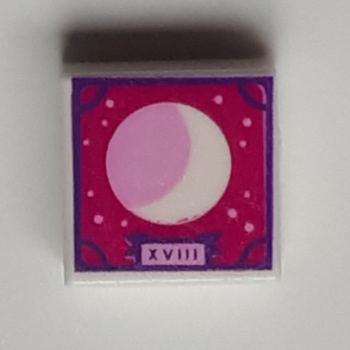 Tile 1 × 1 with White/Lavender Moon, Magenta/Dark Purple Background print White