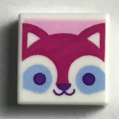 Tile 1 × 1 with Magenta Cat, Medium Azure Eyes print Weiß