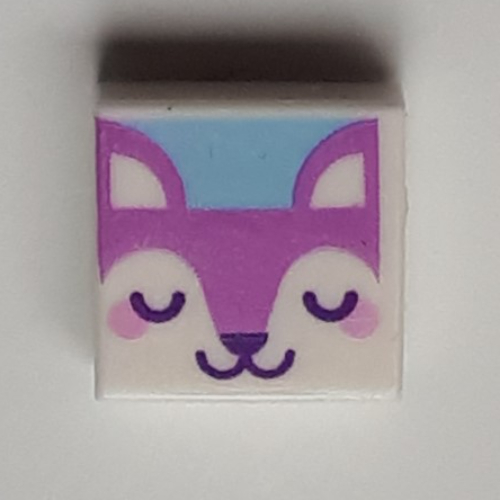 Tile 1 × 1 with Medium Lavender Fox print Weiß
