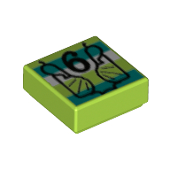 Tile 1 × 1 with Black '6', Dark Turquoise/White Stripes print Limette